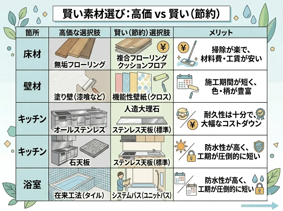 リフォーム費用を抑える素材選びのポイント
