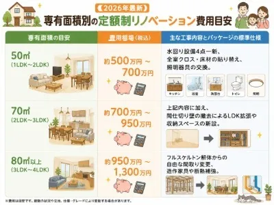 マンション定額制リノベーション費用相場