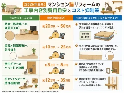 【2026年最新】マンション猫リフォームの工事内容別費用目安とコスト抑制策
