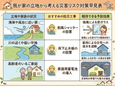 我が家の立地から考える災害リスク対策早見表