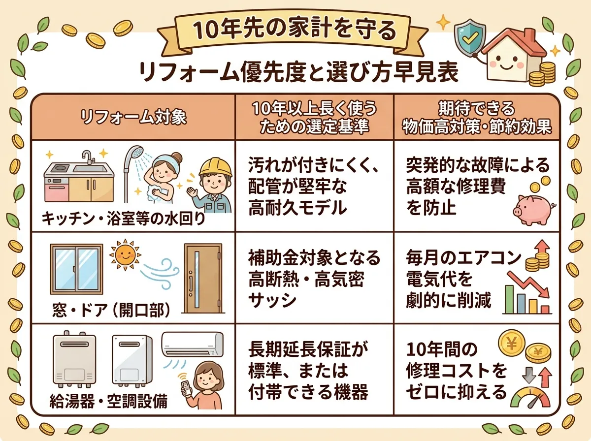 10年先の家計を守るリフォーム優先度と選び方早見表