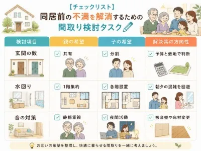 【チェックリスト】同居前の不満を解消するための間取り検討タスク