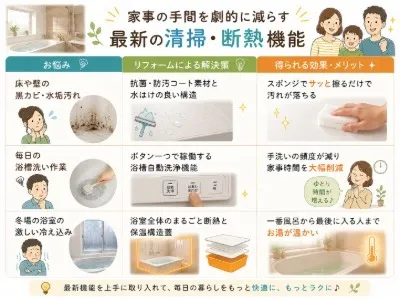 家事の手間を劇的に減らす最新の清掃・断熱機能