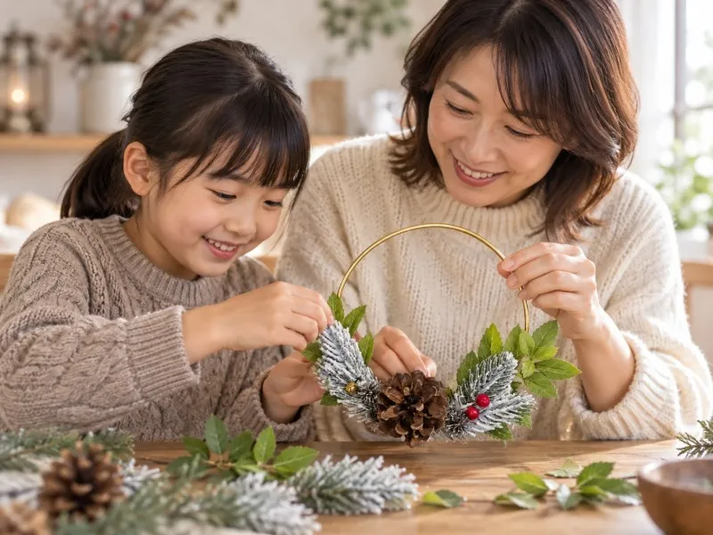 クリスマスリース作りの完成見本